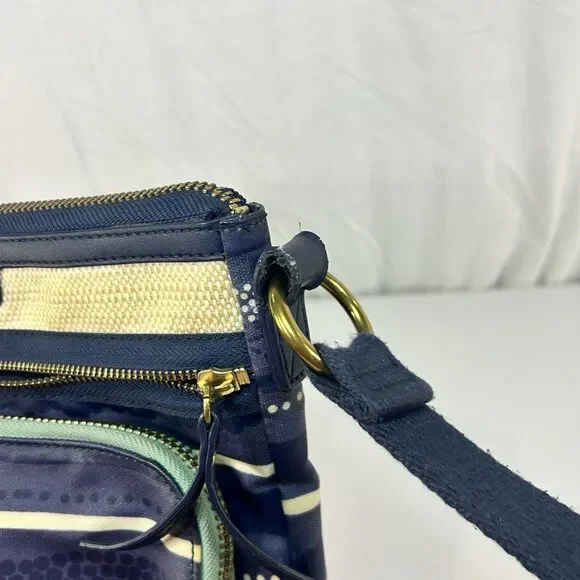 FOSSIL ELIZA Crossbody Blue Multi-Striped Coated Canvas Messenger Bag Purse - Picture 14 of 14